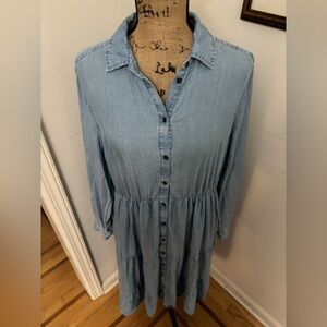 Time & Tru Light Blue Denim Button-Up Dress Size XL (16-18)